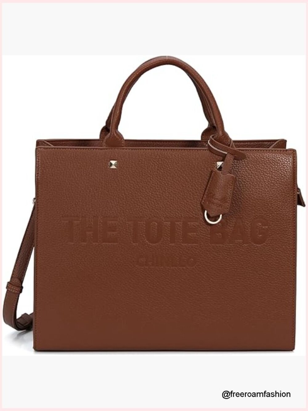 Large Faux Leather Tote Bag with Adjustable Strap and Multiple Pockets